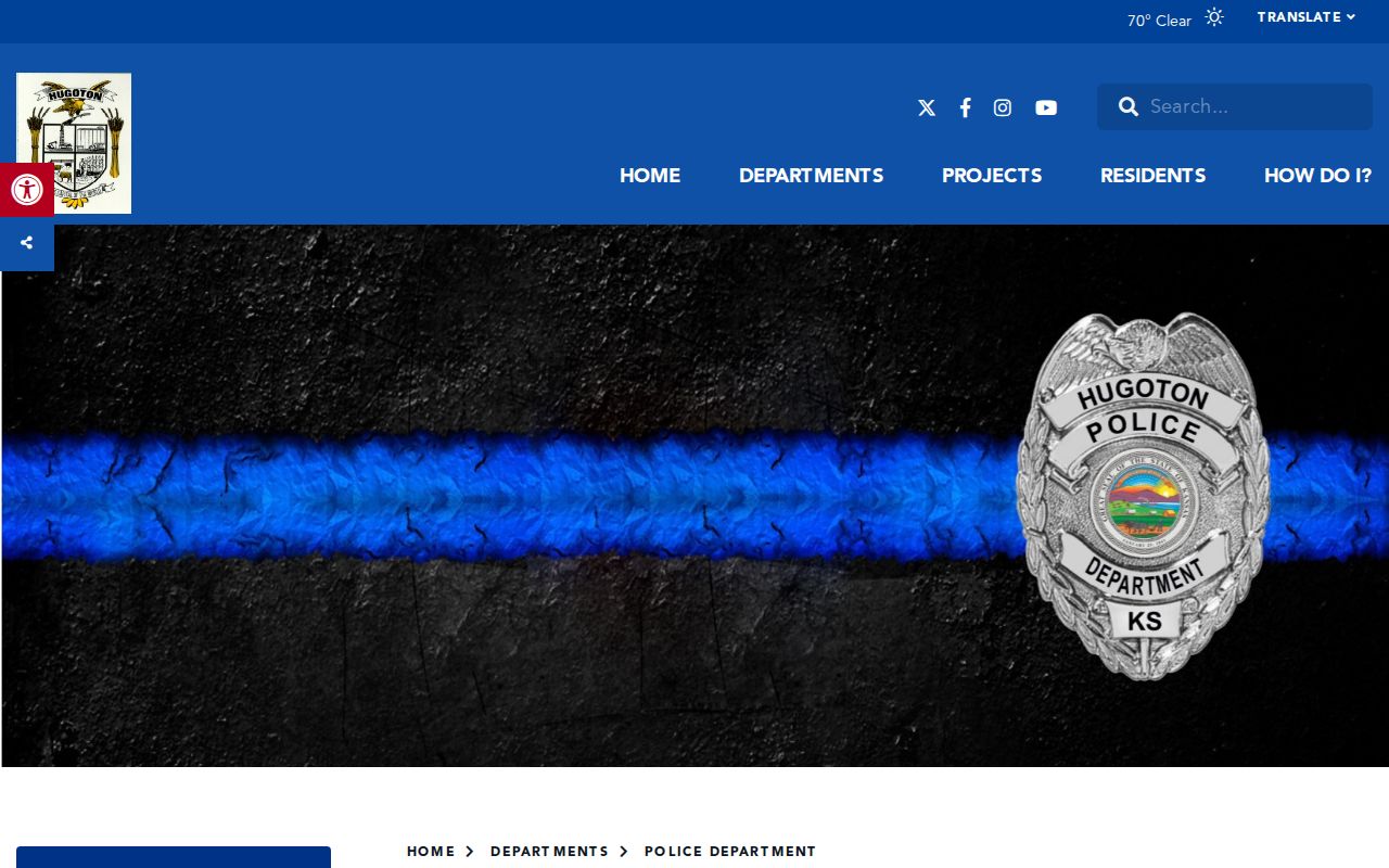 Hugoton Police Department arrest-record contact page