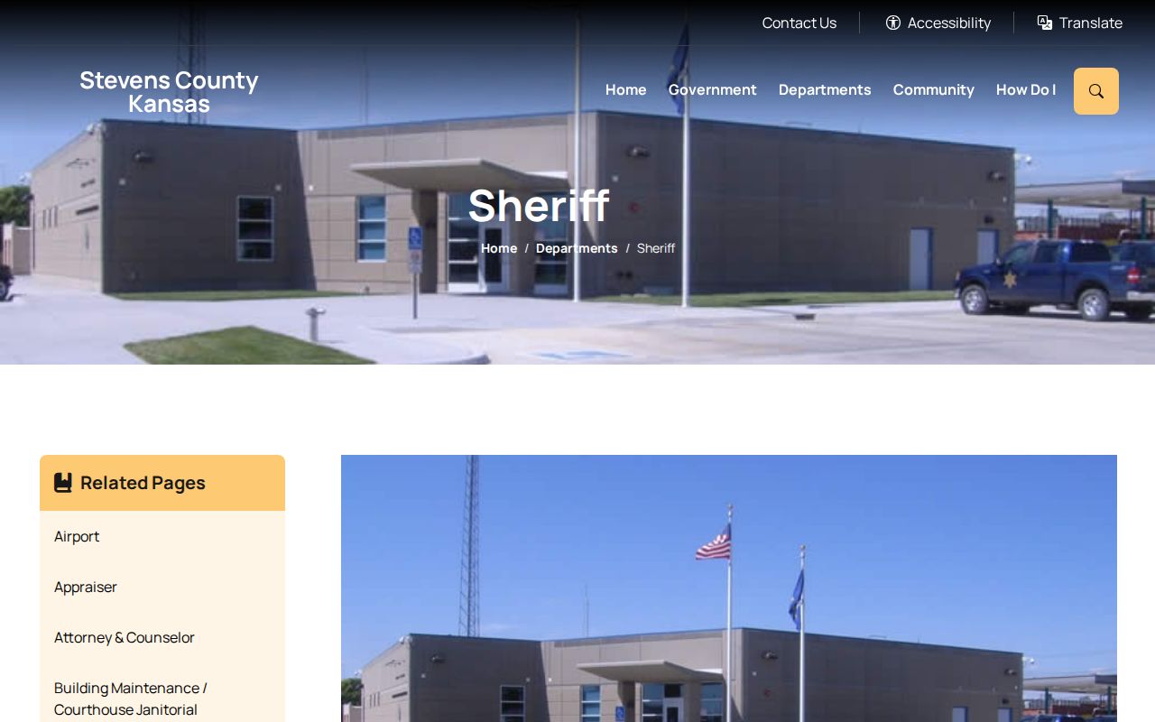 Stevens County Sheriff and jail booking record information page